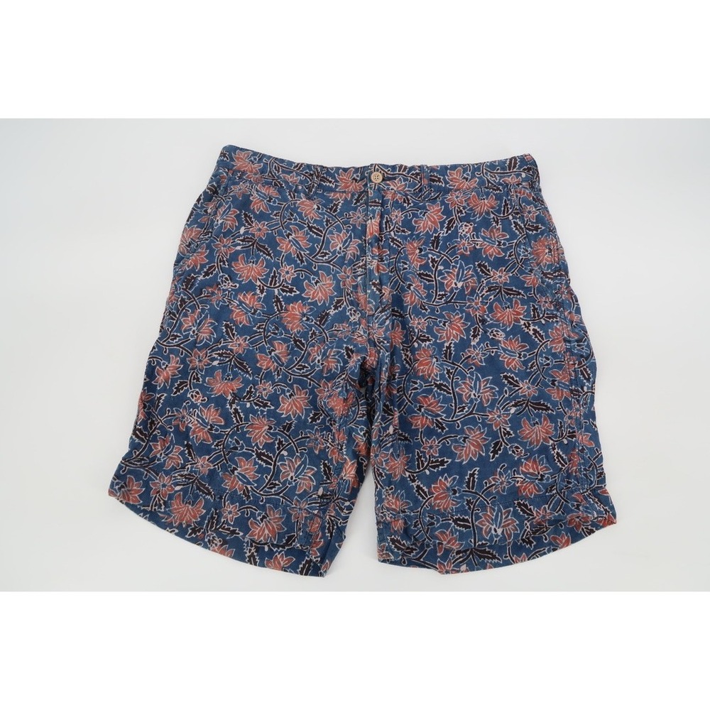 Faherty Shorts Mens 32 Navy Printed Cotton Floral Print Casual Chino